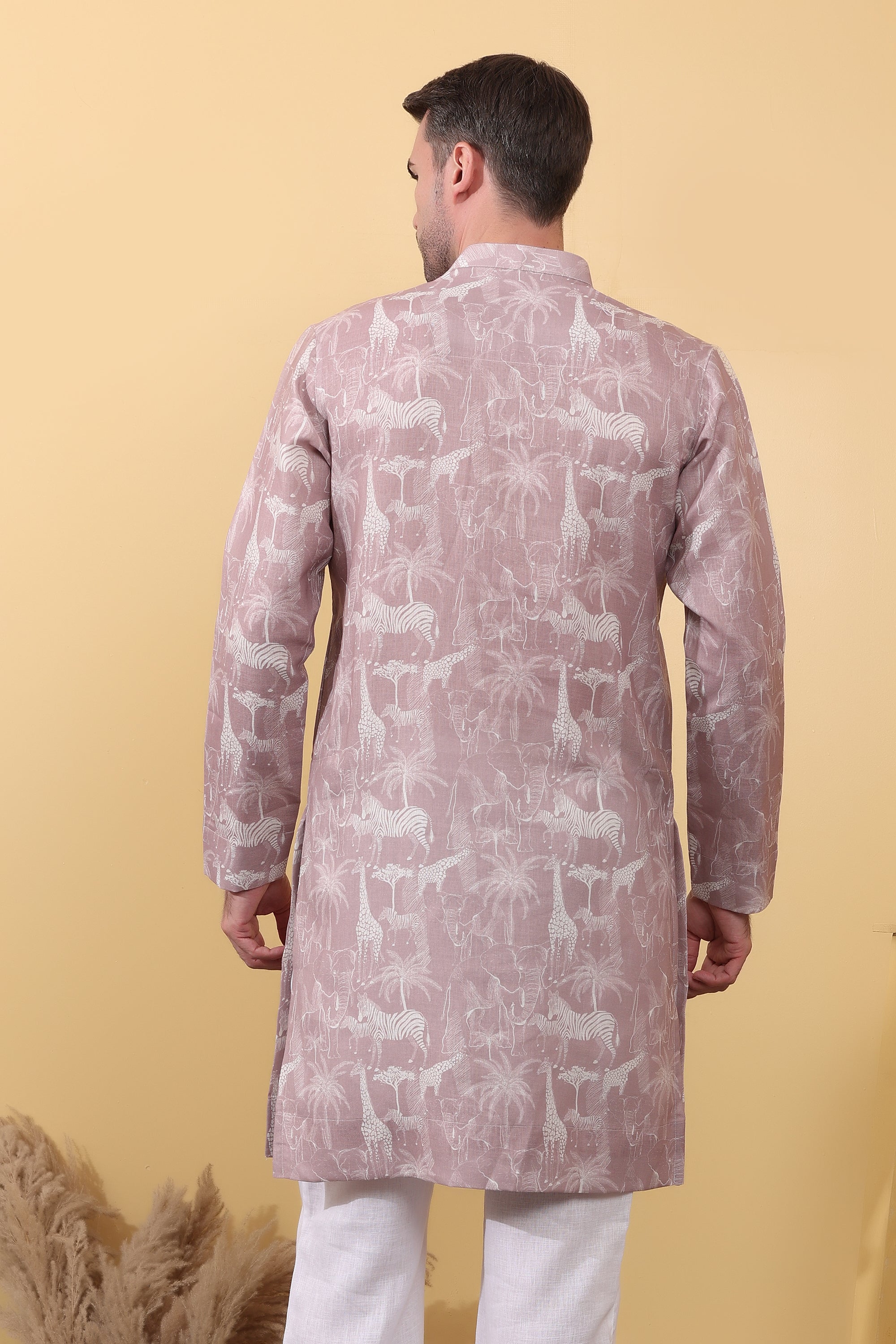 Zafari - Printed Khadi-Linen Kurta for Men | Kurtaloom