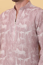 Zafari - Printed Khadi-Linen Kurta for Men | Kurtaloom
