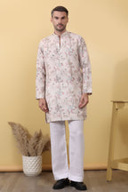 Desi Safari - Botanical Print Kurta for Men | Khadi Linen | Kurtaloom