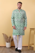 Hara Mijaaz - Ikat Print Kurta For Men | Khadi Linen | Buy Ethnic Kurta Online India | Kurtaloom