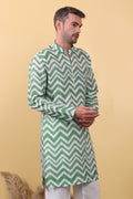 Hara Mijaaz - Ikat Print Kurta For Men | Khadi Linen | Buy Ethnic Kurta Online India | Kurtaloom