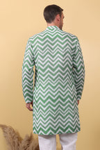 Hara Mijaaz - Ikat Print Kurta For Men | Khadi Linen | Buy Ethnic Kurta Online India | Kurtaloom