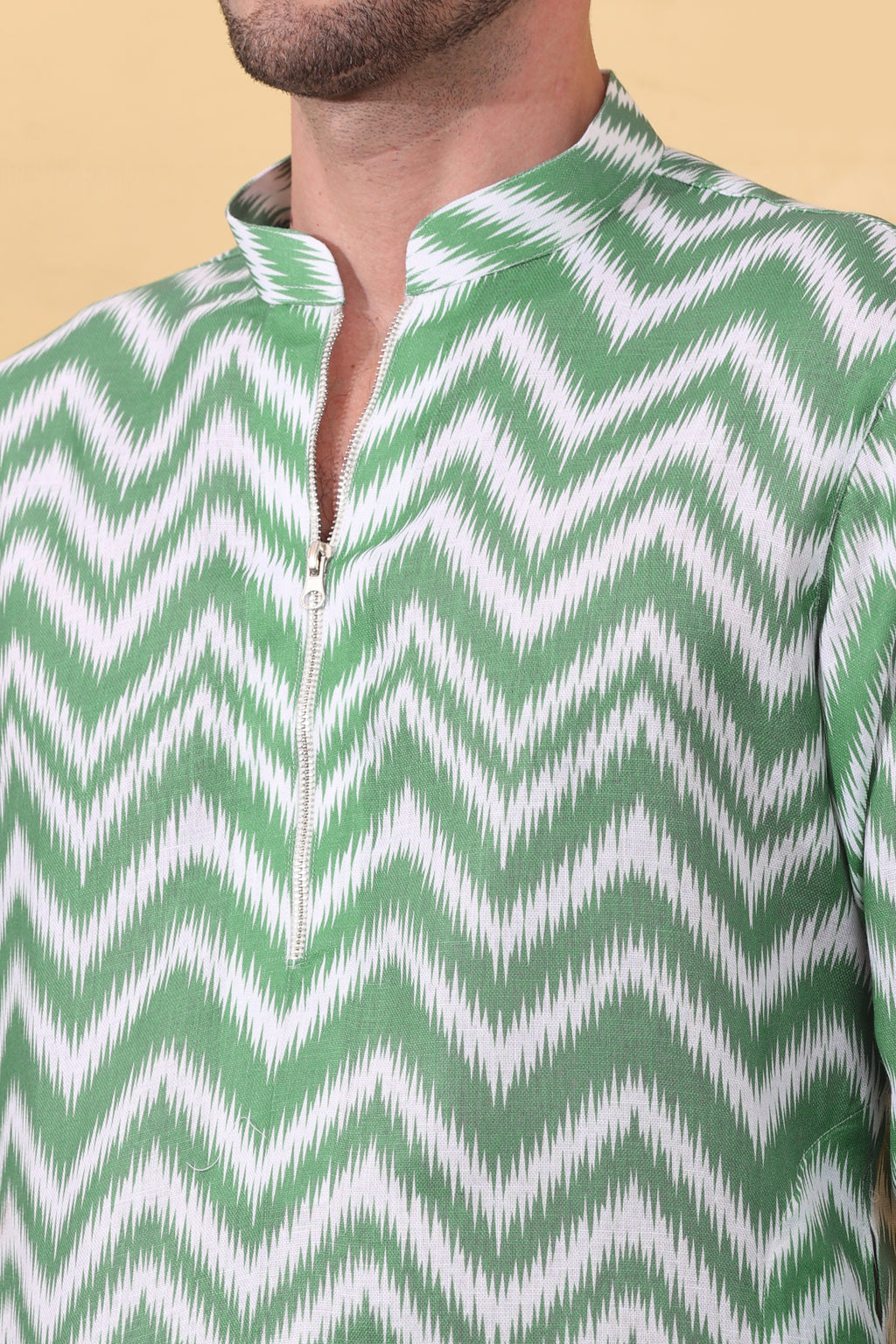 Hara Mijaaz - Ikat Print Kurta For Men | Khadi Linen | Buy Ethnic Kurta Online India | Kurtaloom