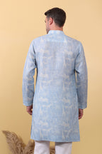 Zafari - Printed Khadi-Linen Kurta for Men | Kurtaloom