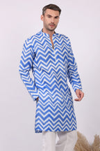Neelkar -Ikat Print Kurta For Men | Khadi Linen | Buy Ethnic Kurta Online India | Kurtaloom