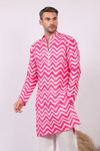 Gulabi Jalwa - Ikat Print Kurta For Men | Khadi Linen | Buy Ethnic Kurta Online India | Kurtaloom