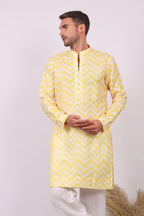 Aarav — Ikat Print Kurta For Men | Khadi Linen | Buy Ethnic Kurta Online India | Kurtaloom