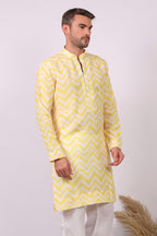 Aarav — Ikat Print Kurta For Men | Khadi Linen | Buy Ethnic Kurta Online India | Kurtaloom