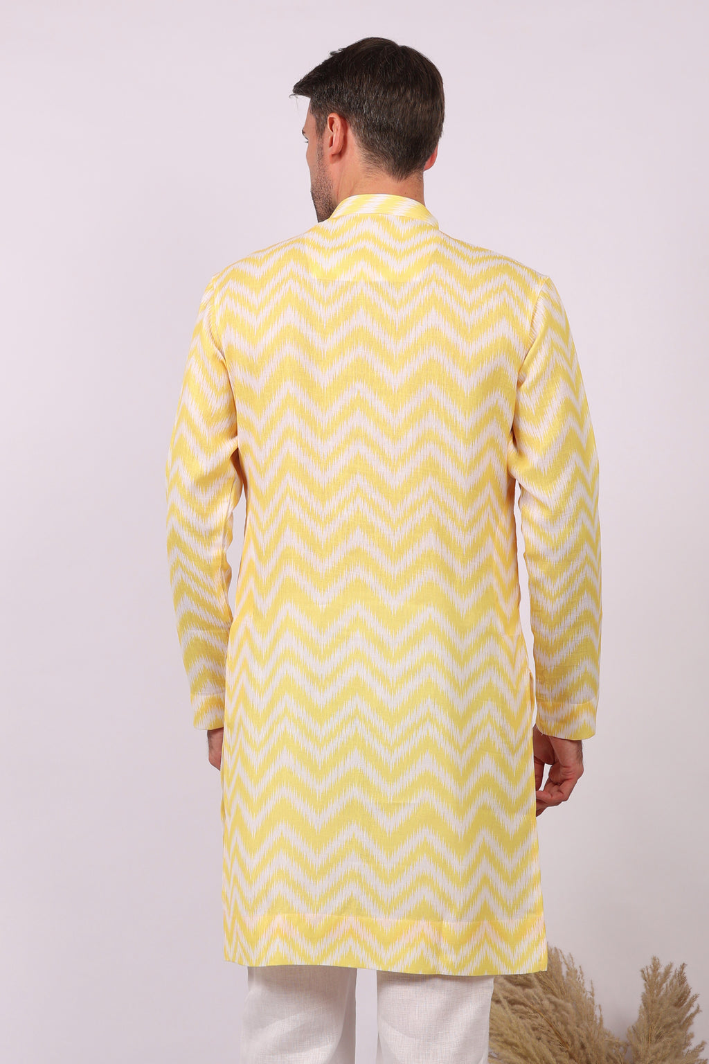 Aarav — Ikat Print Kurta For Men | Khadi Linen | Buy Ethnic Kurta Online India | Kurtaloom