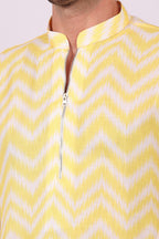 Aarav — Ikat Print Kurta For Men | Khadi Linen | Buy Ethnic Kurta Online India | Kurtaloom