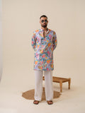 Printed Patiala Multicolored Kurta For Men | Kurtaloom