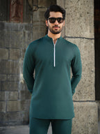 Men's Cotton-Linen Co-ord Set – Tattva Forest (Dark Green) | Kurtaloom