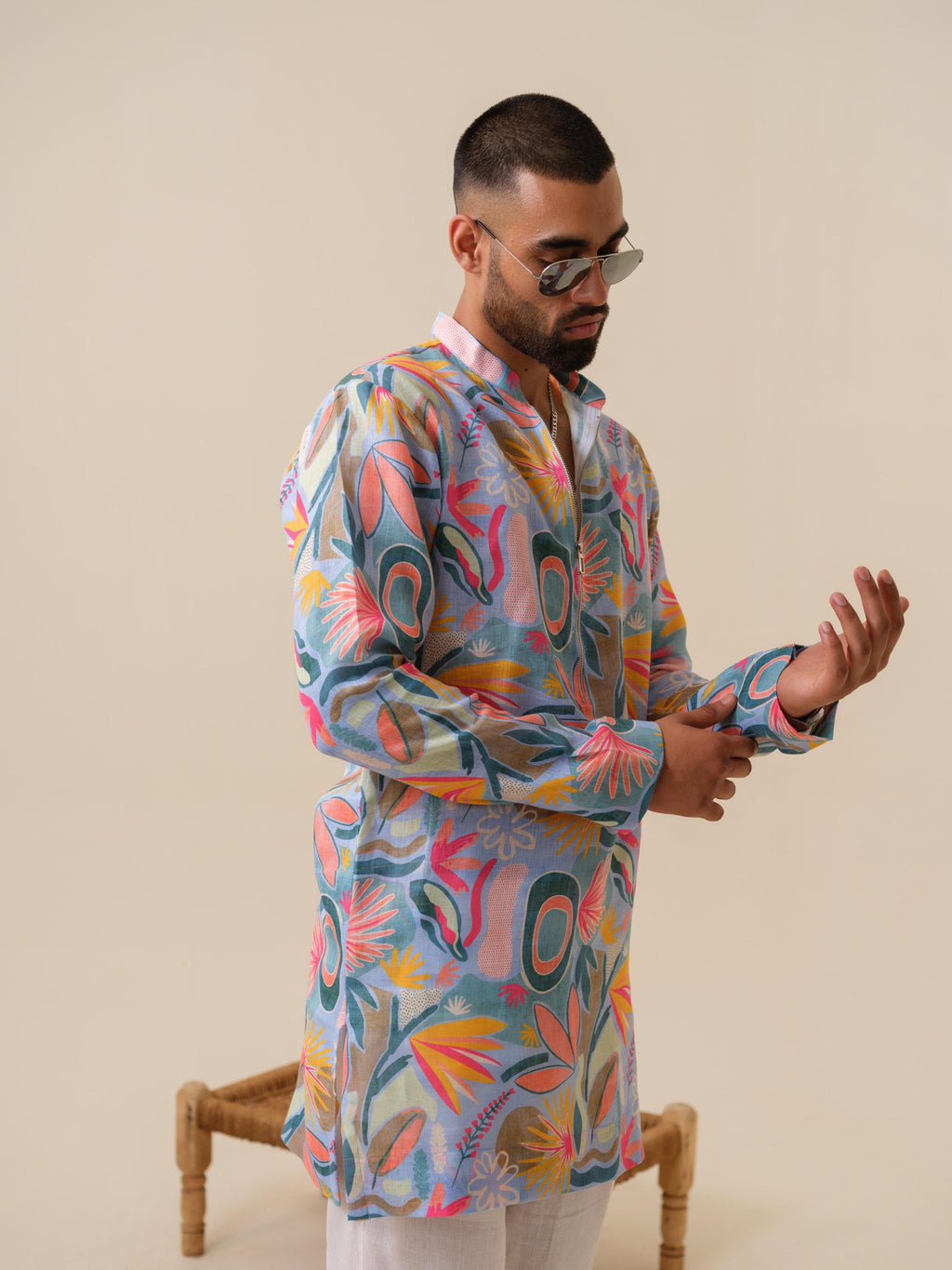 Printed Patiala Multicolored Kurta For Men | Kurtaloom