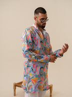 Printed Patiala Multicolored Kurta For Men | Kurtaloom