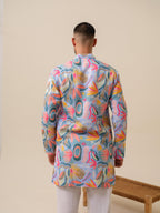 Printed Patiala Multicolored Kurta For Men | Kurtaloom