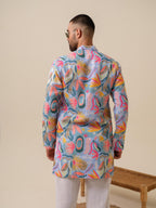 Printed Patiala Multicolored Kurta For Men | Kurtaloom