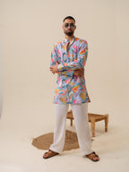 Printed Patiala Multicolored Kurta For Men | Kurtaloom
