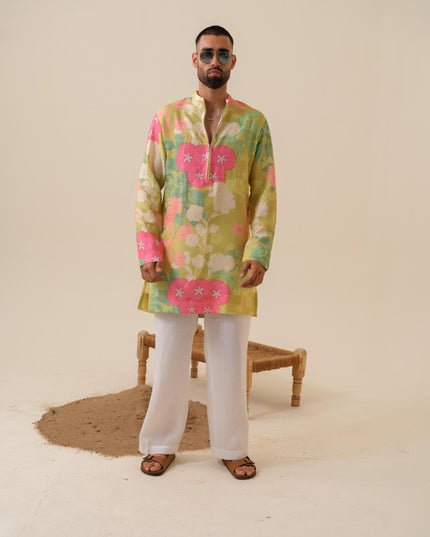Men's Multicolor Festive Kurta - Satrangi Swag Floral Kurta | Khadidhaga