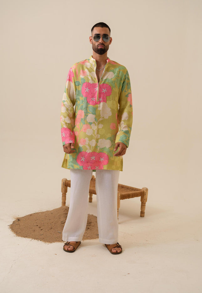 Men's Multicolor Festive Kurta - Satrangi Swag Floral Kurta | Khadidhaga