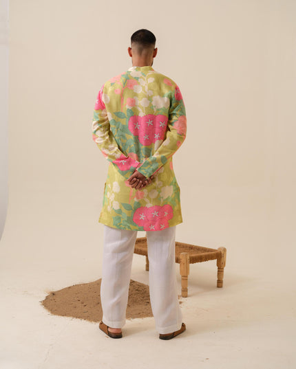 Men's Multicolor Festive Kurta - Satrangi Swag Floral Kurta | Khadidhaga