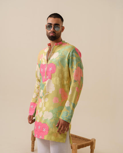 Men's Multicolor Festive Kurta - Satrangi Swag Floral Kurta | Khadidhaga