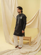 Rajwada Grace Kurta with Motif (Black)