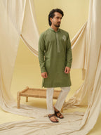 Rajwada Grace Kurta with Motif (Green)