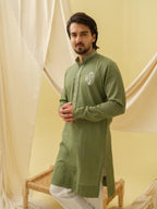 Rajwada Grace Kurta with Motif (Green)