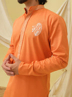 Rajwada Grace Kurta with Motif (Orange)