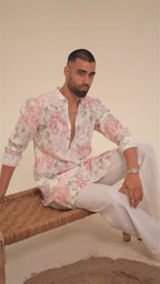 Raees Vibes — Men's Floral Printed Designer Kurta | Khadi Linen Ethnic Wear | Kurtaloom