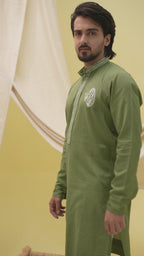 Rajwada Grace Kurta with Motif (Green)